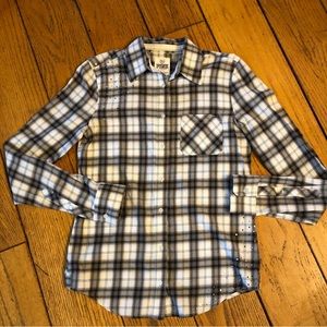 Women’s PINK Plaid & Rhinestone Shirt S